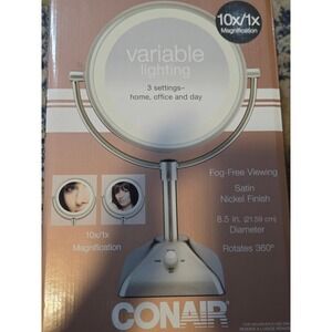 Conair Illuminations Variable Lighted Vanity Mirror 10x/1x Satin Nickel 8.5in